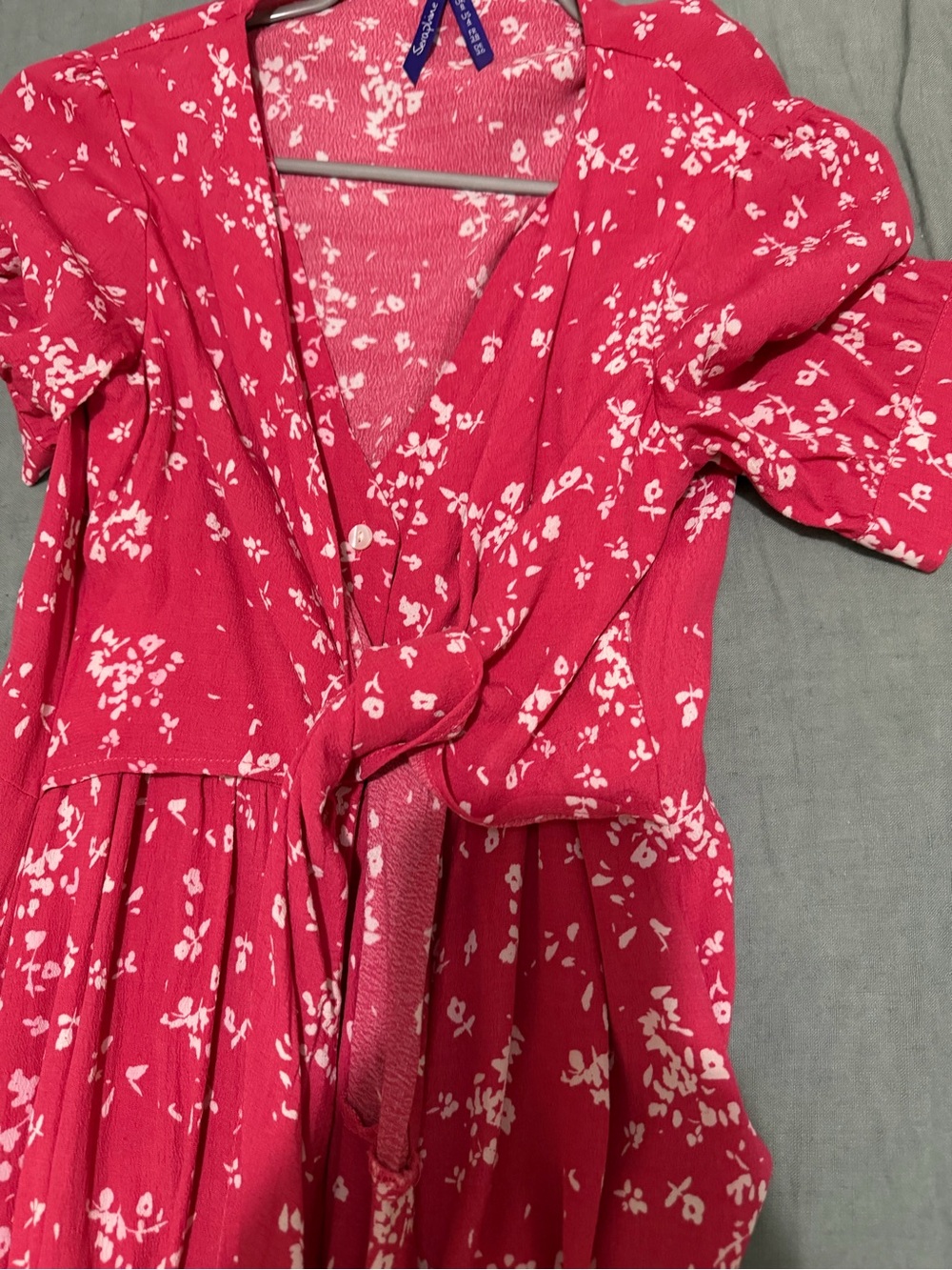 Seraphine Nursing friendly Fuchsia Floral Tie-Front Maxi Dress - Picture 5 of 5